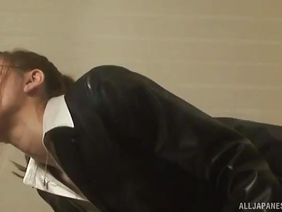 Seductive Glasses-Wearing Japanese Girl Sucks Boss’s Cock Passionately