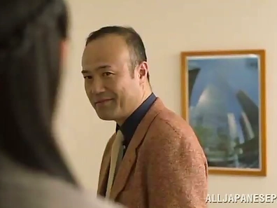 Older Japanese Boss Fingers Hot Secretary for Steamy Secret Office Sex