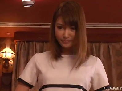 Attractive Japanese Model Admires Long Cock While Flaunting Her Big Boobs