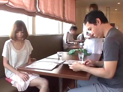 Seductive Chick Gets Slammed Hard Right There In a Busy Restaurant