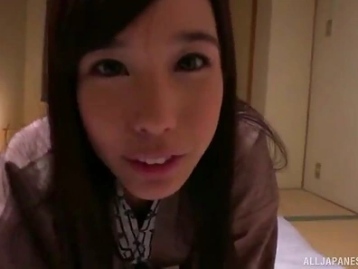 Beautiful Japanese Girl Rides His Cock Hard in Cowgirl Position Close-Up