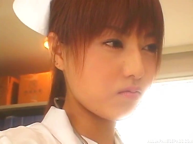 Japanese Nurse Gives Head Close-Up Before Getting Fucked Hard