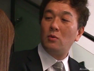 Boss Gets His Dick Pleasured By Three Sexy Asian Secretaries In Office