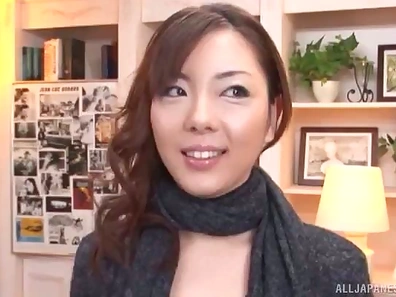 Sweater-clad Japanese Girl in Torn Pantyhose Pleasures Two Guys Simultaneously