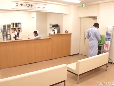 Erotic Japanese Nurses Drop Panties for Two Lucky Patients' Pleasure Ride