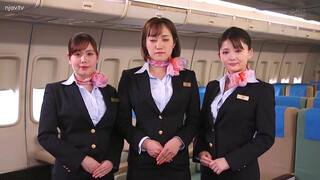 Horny Japanese Stewardess Gives Blowjob To Passengers On Flight Voyage
