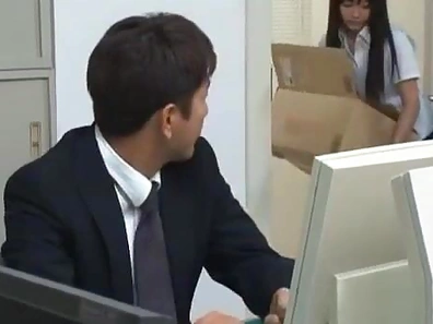 Office Temptress Mei Hayama Gives Naughty Blowjob & Gets Fisted Hard