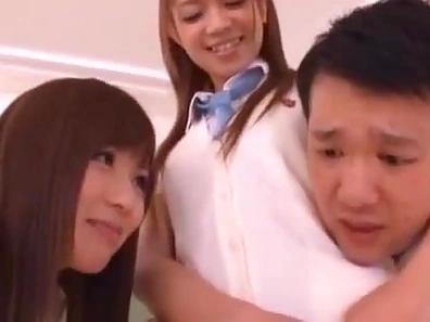 Excited Stud Gets Steamy Japanese Gangbang from Naughty Schoolgirls Group