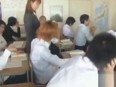 Excited Japanese Teacher In Hot Bukkake Orgy Action!