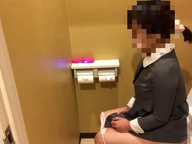 Lustful Japanese babe loses control during public bathroom fuck session