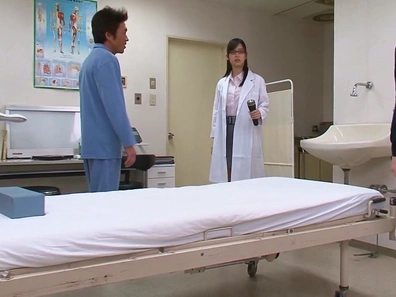 Lusty Japanese female doctor Tsukasa Aoi gets fucked by her patients