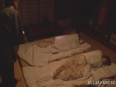 Skinny Japanese model gets banged in group action