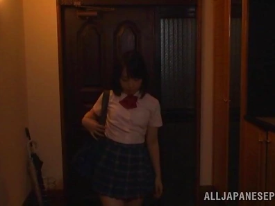 Petite Japanese teen Tsugumi Uno fucked hard by a mature dude
