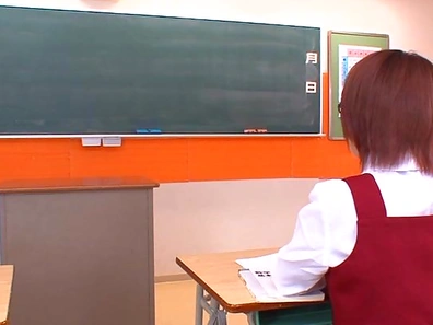 Sweet schoolgirl in glasses Mayu Nozomi fucks with her male teacher