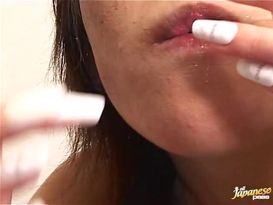Japanese AV model gives a hot blowjob