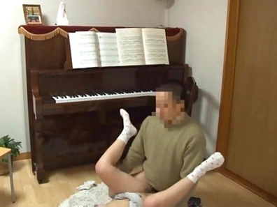 Piano teacher rear fucks his pupil across the piano keys