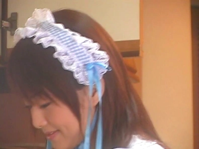Hot JP maid, Akiho Yoshizawa, in stockings gives a steaming blowjob