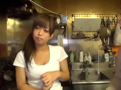 Petite Japanese housewife fucked hard on the table