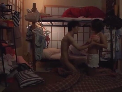 Big tits beauty enjoys getting freaky in the hostel
