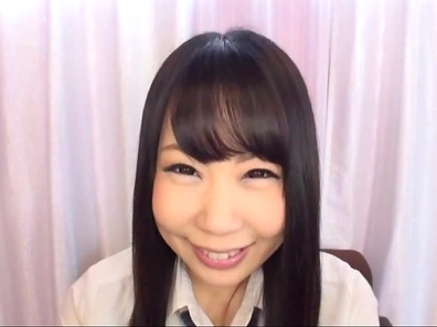 Shameless Japanese school girl playing with her huge dildo