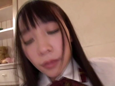 Teen in school uniform likes fingering