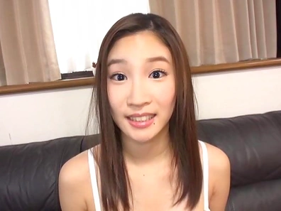 Japanese teen gal Sasamiya Rena plays a solo inserts a toy in pussy