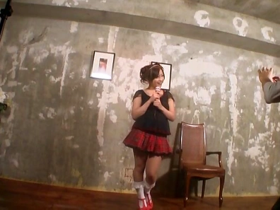 Alluring milf in school uniform enjoys sex toy teasing