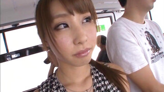 Stunning babe Shunka Ayami gives hubby a handjob on a bus