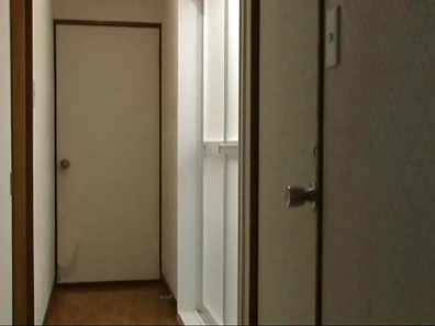 Mature Asian babe, iko Yanagi with big tits gives handjob in bathroom
