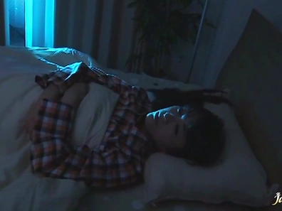 Horny Sho Nishino takes off panties and masturbates