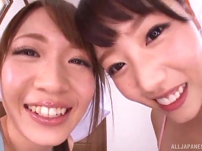 Japanese Babes' Natural Tits Look Hot & Sexy in POV Action