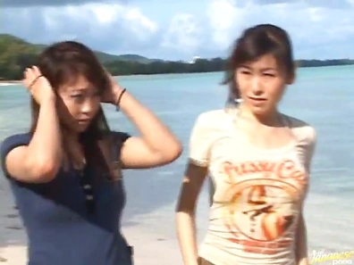 Exciting POV Blowjob Feast from Sexy Asian Beauties Right On The Beach