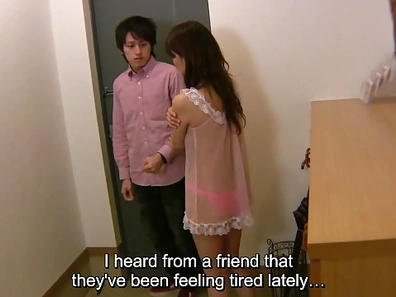 Shy Japanese MILF Answers Door Half-Naked Leading Straight Into Sex
